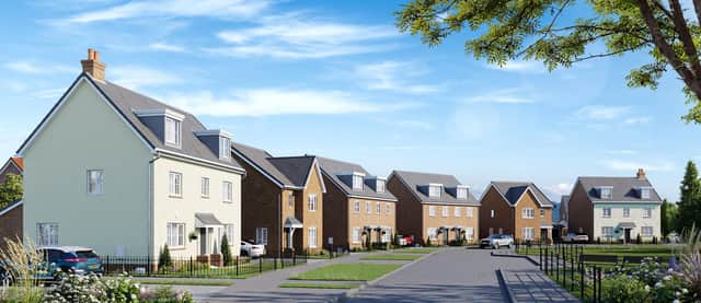 This image shows how the homes at Great Haddon, Peterborough, will appear once completed.