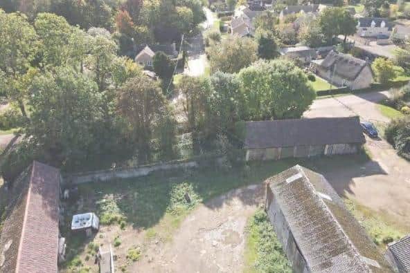 Aerial view of Castle Farm site entrance from Mill Road. Photo: Ashman Architects.