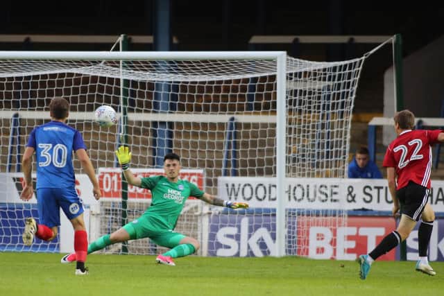 Goalkeeper Josh Tibbetts in action for Posh. Photo Joe Dent/theposh.com