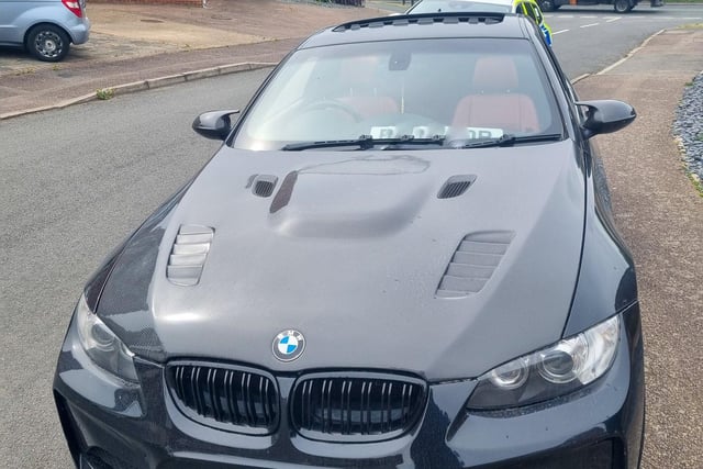 This BMW failed to display a front and rear number plates. Failing to comply to regulations, the plates were also tinted. Driver reported and fined.