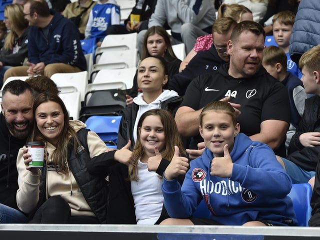 Peterborough United fans are pictured enjoying the win over Bristol Rovers.