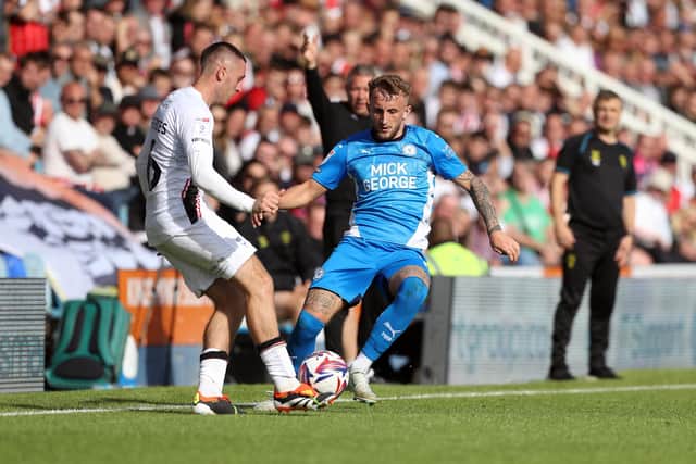 Sam Curtis in action for Posh against Lincoln City. Photo Joe Dent/theposh,com.