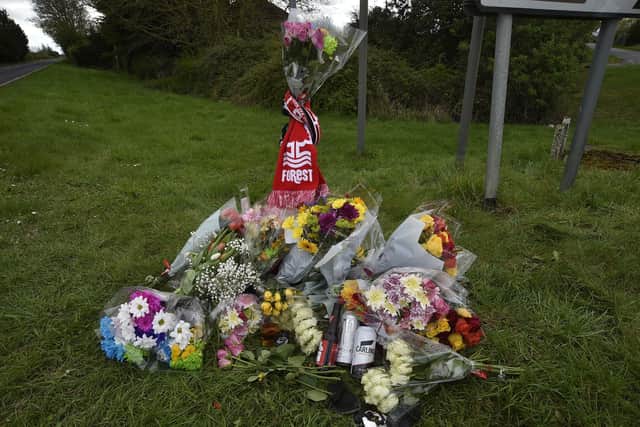 Floral tributes on the A15 Spalding road near the Towngate junction.