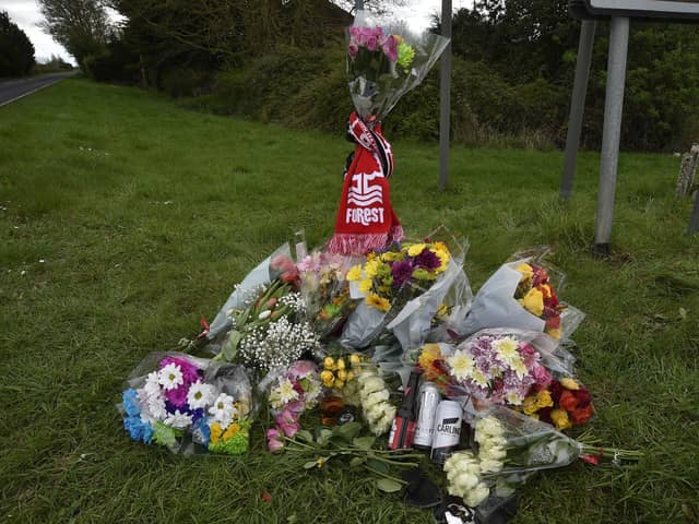 Floral tributes on the A15 Spalding road near the Towngate junction.