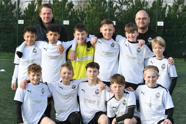 Regional Talent Centre  (RTC) U12s before their game against Nene Valley at Hampton Gardens School. Their squad was Jack-James Burdock, Noah Charles, Joshua Cox, 
Bradley Gauton, Alfie Nash, Kai Orange, Antonio Poli, Perry Simpson, Freddie Forsyth, James Dean and William Liddle. Photo: David Lowndes.