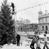 A snowy - and slippy - Peterborough city centre in the 1980s