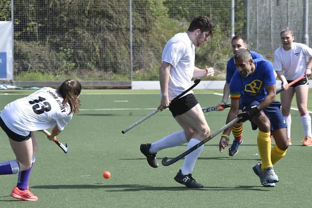 Action from the 2023 Brummitt Mixed Hockey tournament. Photo David Lowndes.
