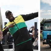 Usain Bolt (left) and Usain Volt (right)