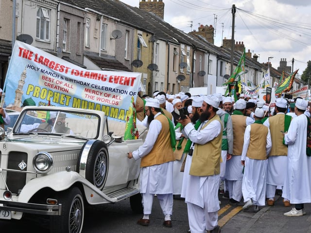 The Holy March in the city to celebrate the birthday of the Prophet Muhammad