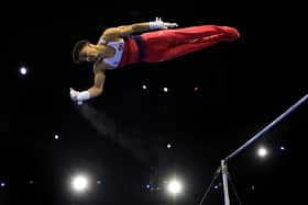 Jake Jarman in action at the World Gymnastics Championships in Rotterdam. Photo by Adam Pretty/Getty Images.