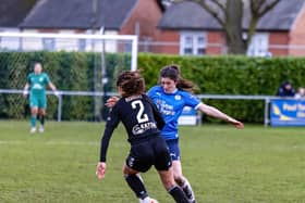 Jess Driscoll in action for Posh Women v Durham in the FA Cup.  Photo: Ruby Red Photography.