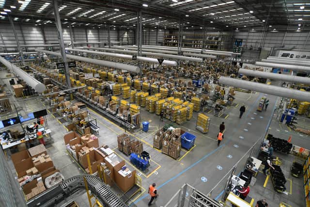 The Amazon Fulfilment Centre at  Hampton, Peterborough - the company is creating hundreds of jobs in Peterborough in the run up to Christmas.