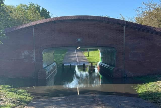 Davids Lane underpass in Werrington, still flooded on Wednesday morning. Photo: Ray Cox.