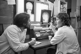 Radiographer Steve Littlefare  and doctor J Urwin in 1980