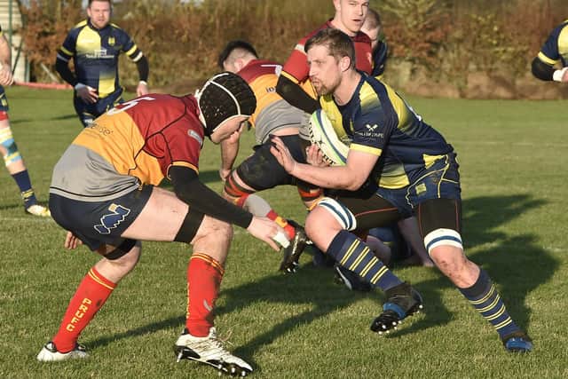 Rugby union action from Thorney (in possession) against Borough seconds. Photo: David Lowndes.