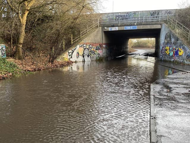 The underpass was flooded this morning