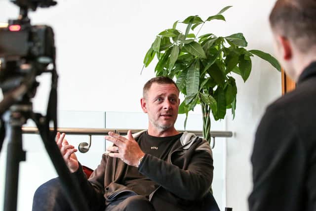Posh chairman Darragh MacAnthony during his interview with Posh Plus at St George's Park