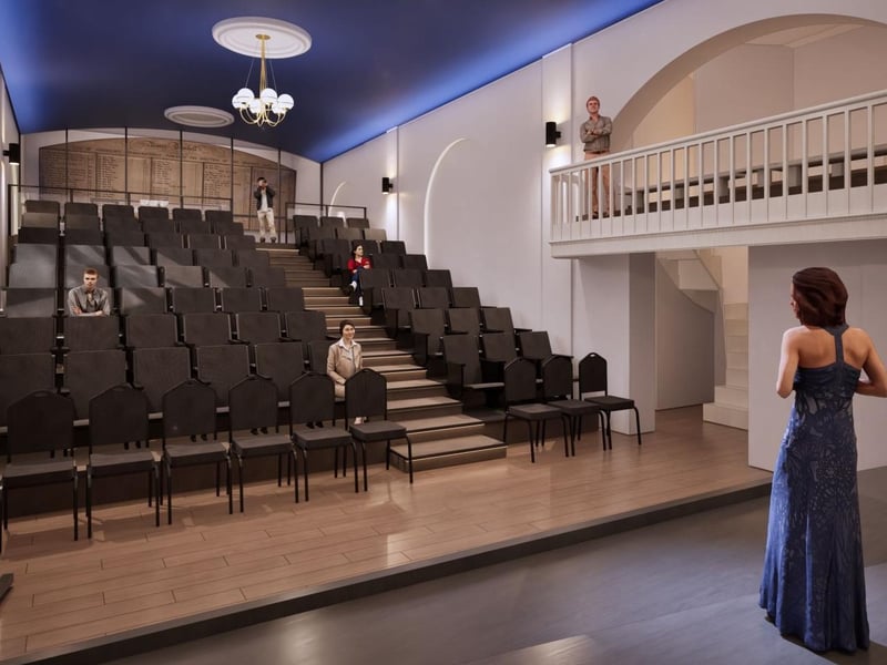 An artist's impression of a theatre space inside the renovated Old Town Hall.