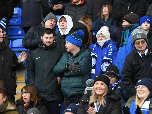 Peterborough United fans take in the win over Shrewsbury Town.
