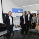 From left, Peterborough MP Paul Bristow with Neil O'Brien, Minister for Primary Care and Public Health, during his visit to the Thistlemoor Medical Centre with Dr Neil and Nalini Modha, Dr Catherine Jones, Azhar Chaudhry and Paulina Janczura.