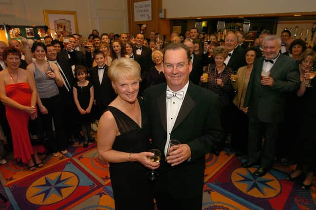 Derek Asplin, co-founder of Princebuild, at his retirement after 35 years, with wife Delia