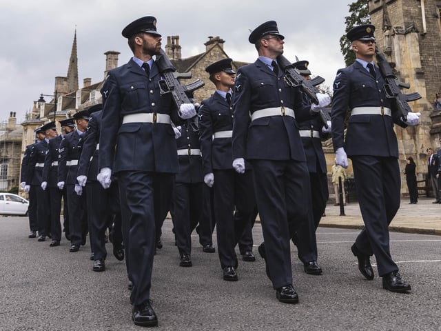 Personnel from RAF Wittering paraded through the town to mark the Battle of Britain and the
Freedom of Stamford.