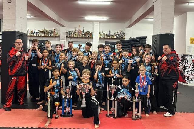 The champion Hicks Family Martial Arts Club at the final Peterborough Series event of the year at Bushfield Sports Centre.