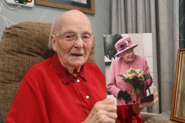 100 year-old Mona Hurry at Castor Lodge. Mona received a card from the Queen when she celebrated her birthday