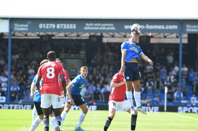 Harrison Burrows on the stretch during the Posh v Morecambe. Photo: David Lowndes.