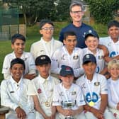 The County Cup-winning Peterborough Town Under 13 side with coach Adam Drake.