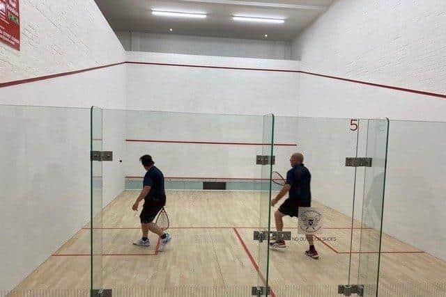 The glassback squash court at Bretton Gate.