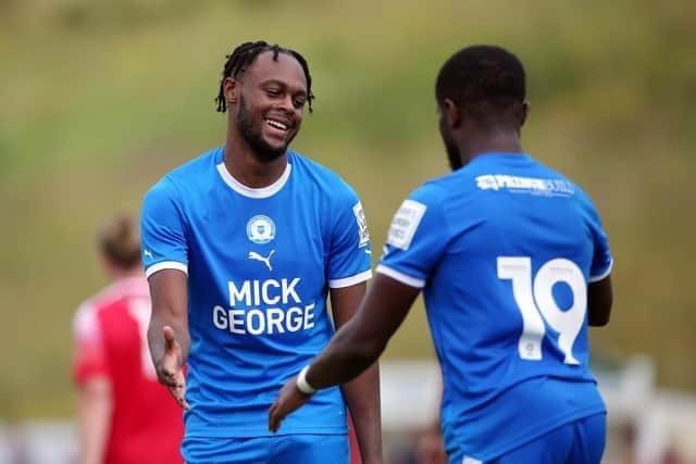 Ricky-Jade Jones celebrates his goal at Stamford AFC last summer. Photo Joe Dent/theposh.com