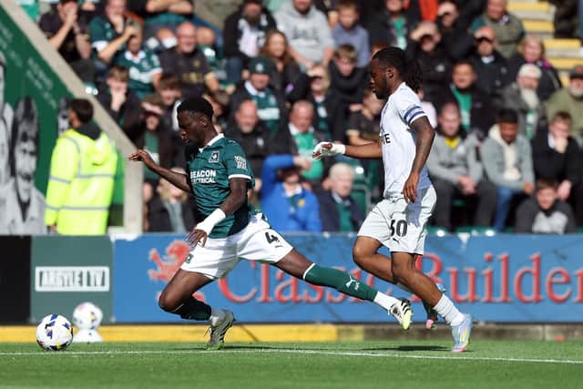 Peter Kioso in action for Posh at Plymouth Argyle. Photo Joe Dent/theposh.com.
