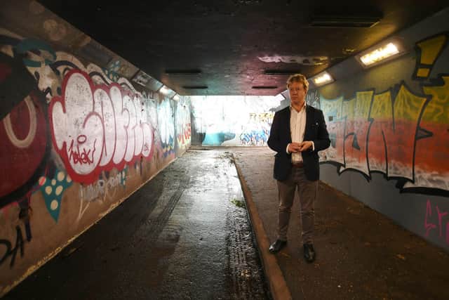 Peterborough MP Paul Bristow at the Chauncer Road underpass under the A47