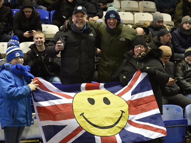 Peterborough United fans watch the 0-0 draw with Charlton Athletic.
