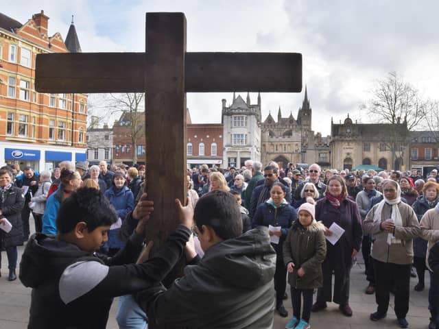 The Walk of Witness parade and service at Cathedral Square takes place in Peterborough every year