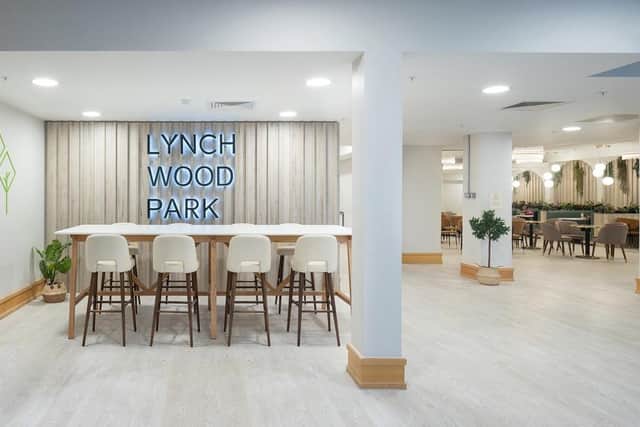 New look meeting spaces inside the main offices at the Lynch Wood Business Park in Peterborough.