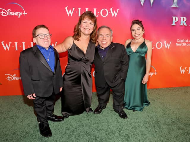 Harrison Davis, Samantha Davis, Warwick Davis, and Annabelle Davis attend Lucasfilm and Imagine Entertainment's "Willow" Series Premiere in Los Angeles, California on November 29, 2022. (Photo by Jesse Grant/Getty Images for Disney)