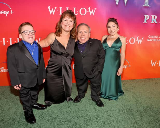 Harrison Davis, Samantha Davis, Warwick Davis, and Annabelle Davis attend Lucasfilm and Imagine Entertainment's "Willow" Series Premiere in Los Angeles, California on November 29, 2022. (Photo by Jesse Grant/Getty Images for Disney)