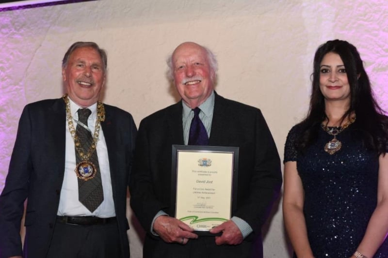 Awards presented by Mayor Alan Dowson and Mayoress Shabina Qayyum to Lifetime Achievement Award winner, David Jost.