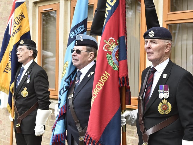 Standard bearers and guard of honour from the Royal British Legion Peterborough branch