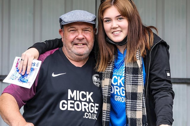 These Posh fans are pictured during the pre-season friendly at Bedford Town on 10th July 2021.