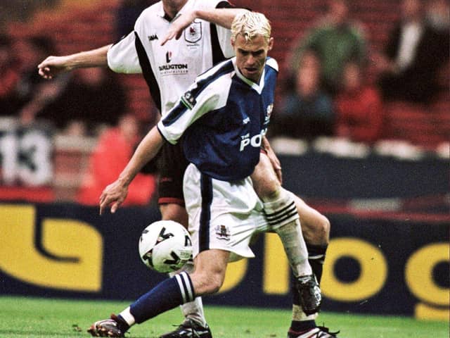 David Farrell in action for Posh against Darlington at Wembley in May, 2000. Photo Matthew Ashton PA.