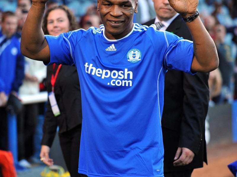 POSH v West Ham friendly - Mike Tyson poses in a Posh shirt