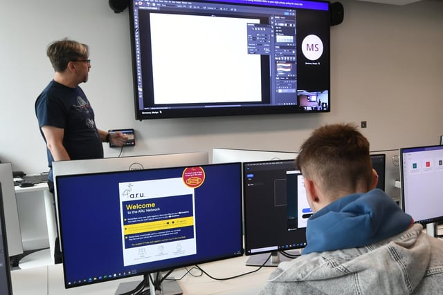 ARU Peterborough -. Students learning the art involved in  computer game building