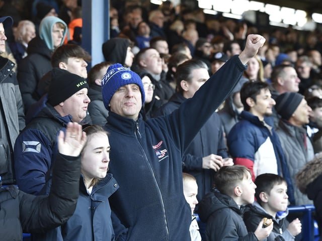 Peterborough United fans enjoy the 5-2 win over Plymouth Argyle.