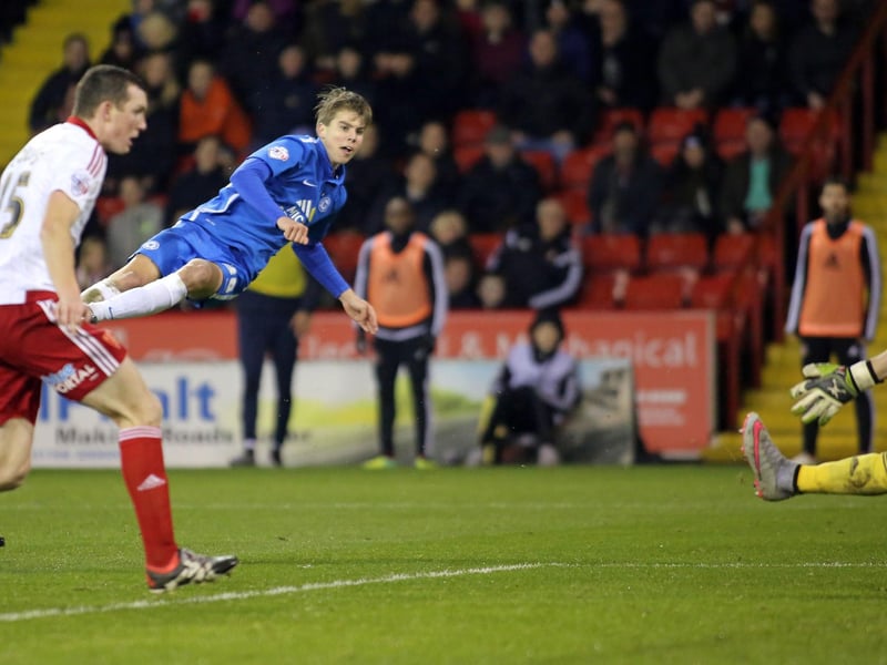 First Posh goal aged 18 years 08 months 16 days, v Sheffield United (pictured), January 2, 2016. The Norwegian's first Posh goal was a brilliant individual effort in a superb 3-2 League One win at Sheffield United. Posh had high hopes for the on-loan West Ham midfielder, but he couldn't find enough consistency in either of two loan spells. Played briefly for Hull, but now back home in Norwegian football.