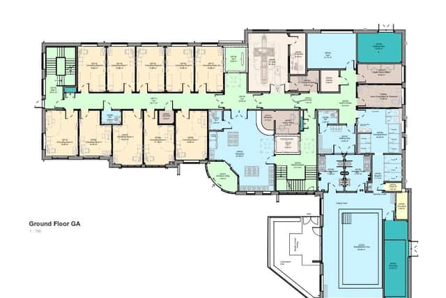 The proposed layout of the ground floor, including the pool