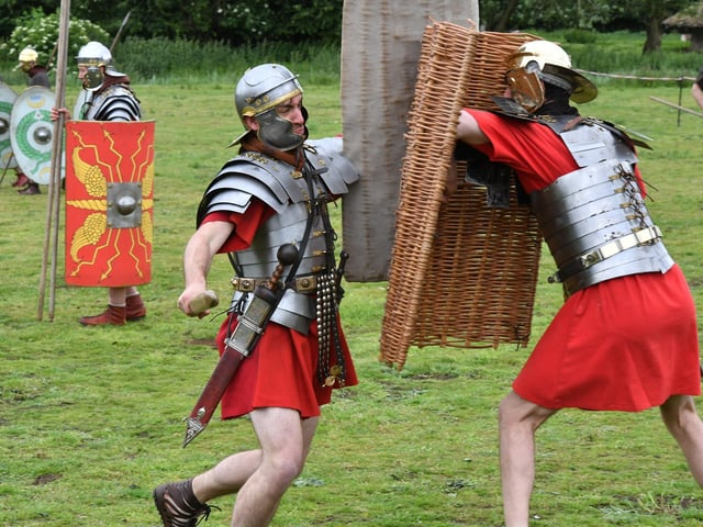 Roman re-enactors at Advance of the Romans, Flag Fen