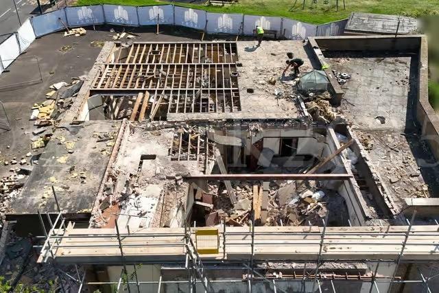 The demolition of the old John Clare pub